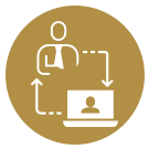 icon of person and laptop with person on screen