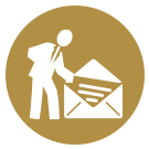 icon of person opening letter out of envelope