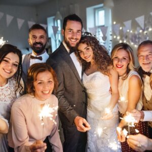 wedding photo with sparklers